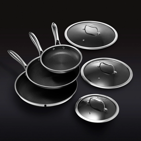 Hybrid Fry Pan Set with Lids, 6pc
