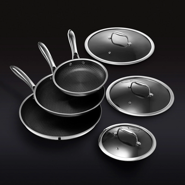 Hybrid Fry Pan Set with Lids, 6pc