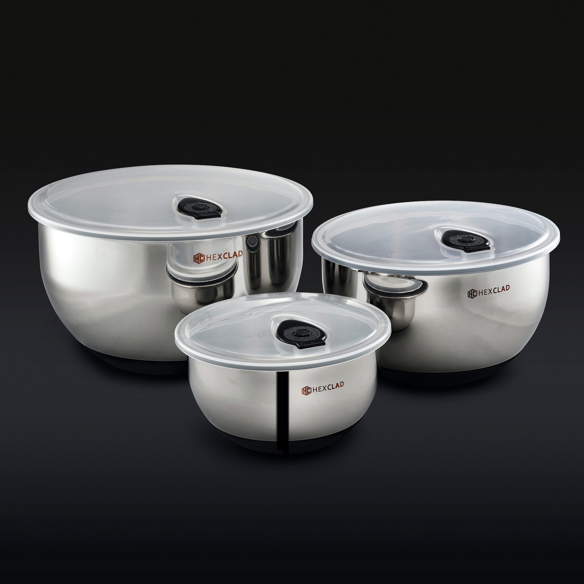 Image Of Stainless Mixing Bowl Set With Vacuum Seal Lids 6pc Image Of Stainless Mixing Bowl Set With Vacuum Seal Lids 6pc