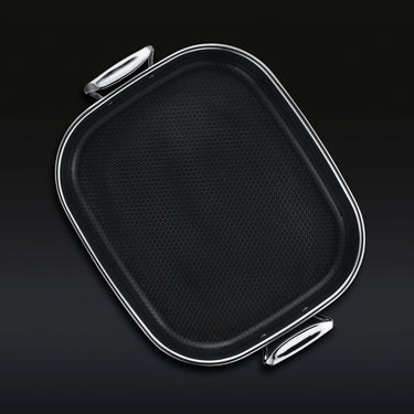 The HexClad Hybrid Roasting Pan shown from a bird