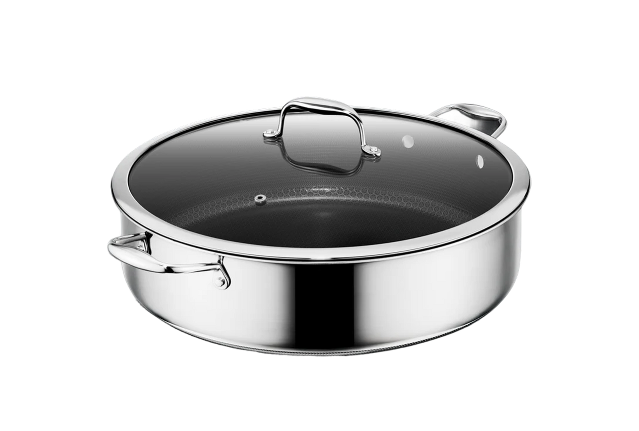 Hybrid Deep Sauté Pan with Lid, 10-QT