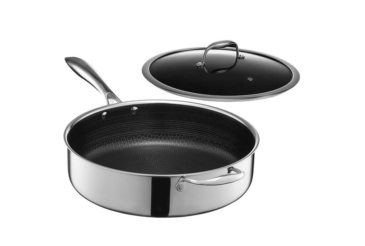 Hybrid Deep Sauté Pan with Lid, 5.5-Qt