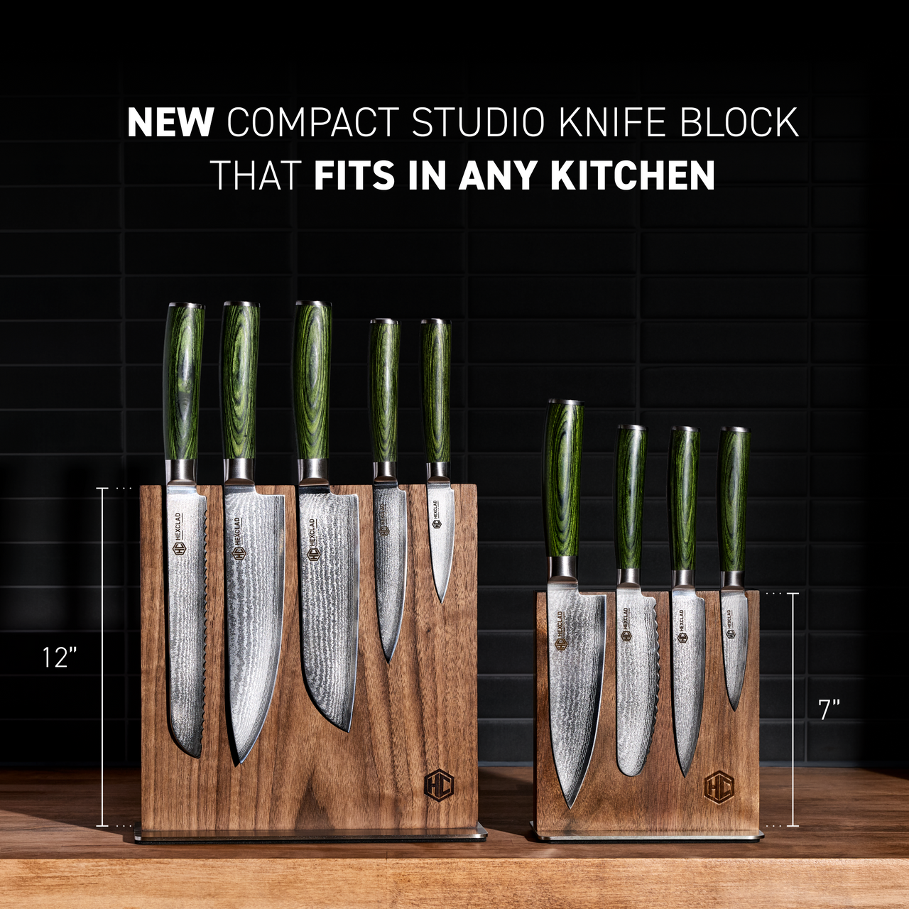 Damascus Steel Studio Knife Set, 5-pc (Green)