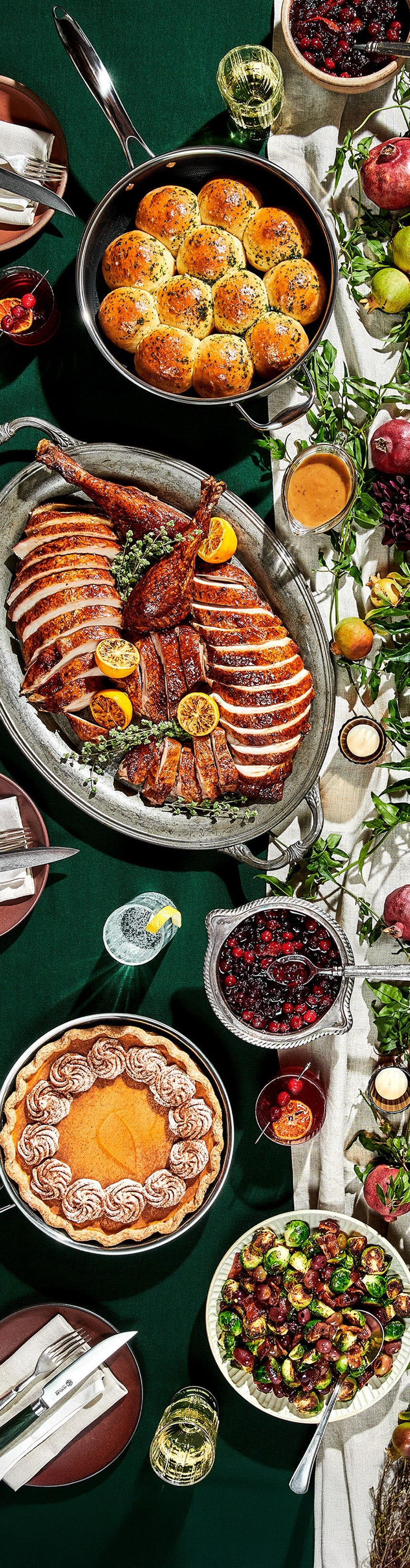 Thanksgiving table with dishes