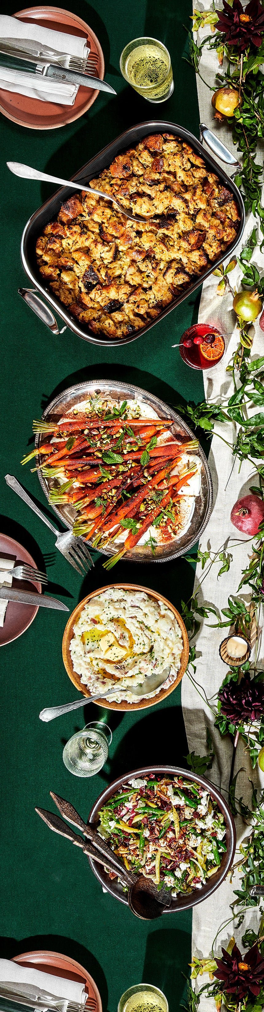 Thanksgiving table with dishes