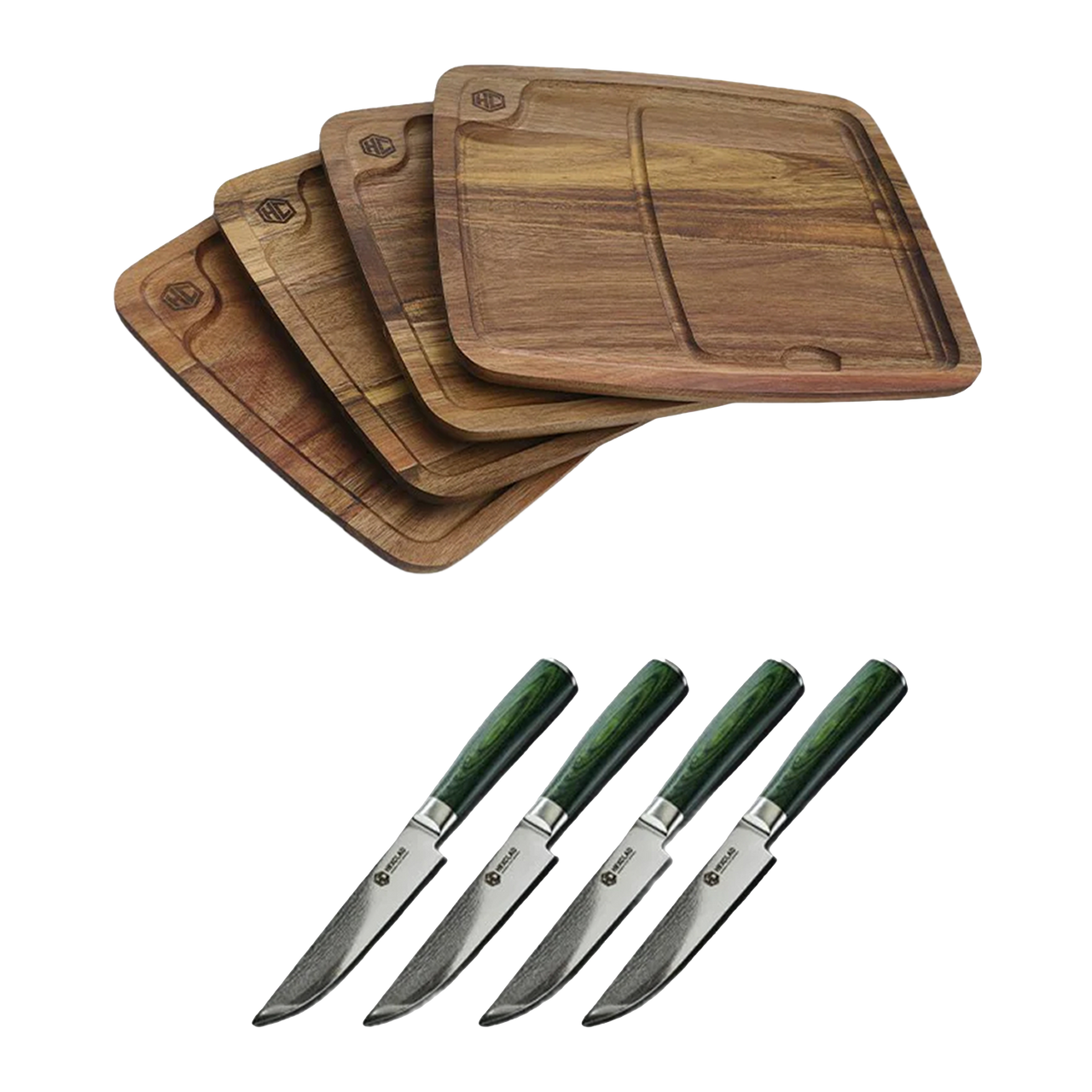 Steak Knife & Bistecca Plate Set, 8-pc (Green)