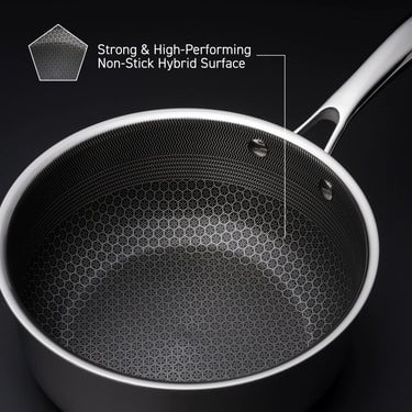 HexClad hybrid sauce pan, featuring a strong and high performing non-stick hybrid surface