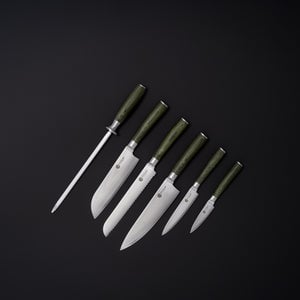 The Essential 6pc Japanese Damascus Steel Knife Set 