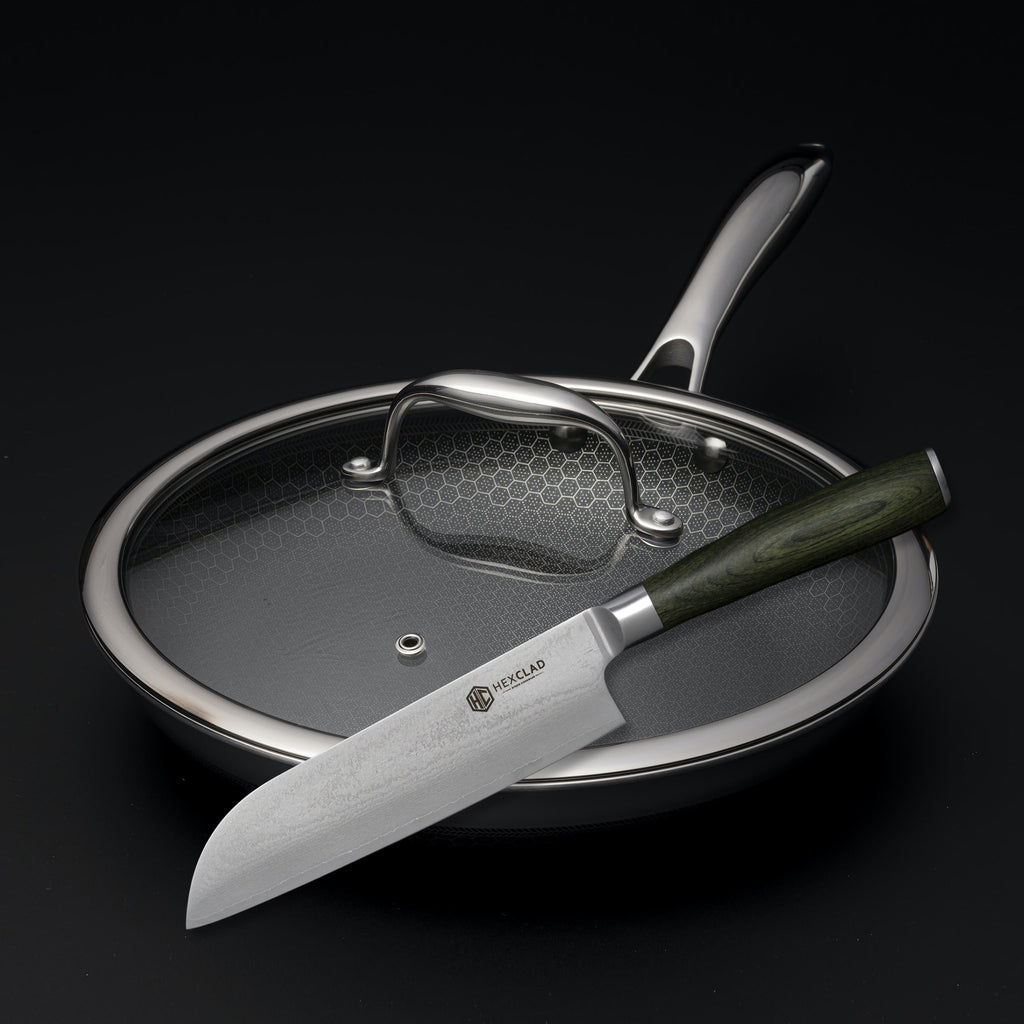 7” Damascus Steel ​@hexclad Santoku Knife Review 