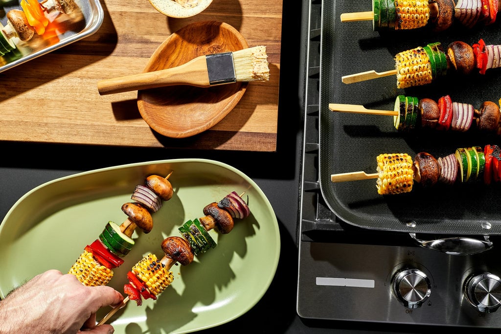 Vegetable Kabob with Aleppo-Lemon Butter on Double Burner Griddle