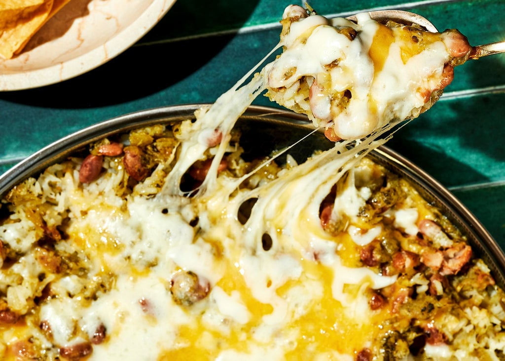 Cheesy Salsa Rice and Bean Skillet