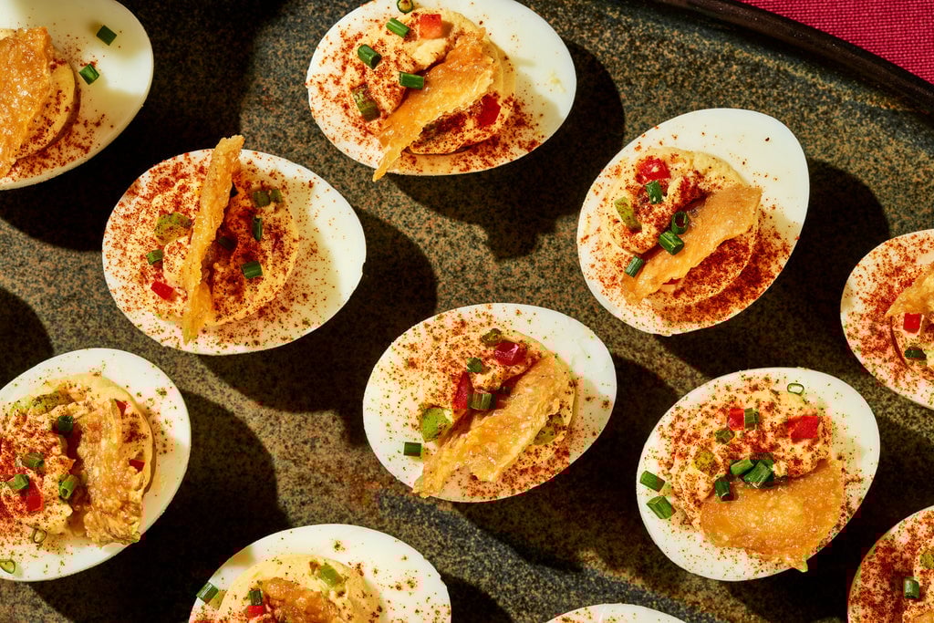 Tiana Gee - Deviled Eggs with Crispy Chicken Skin