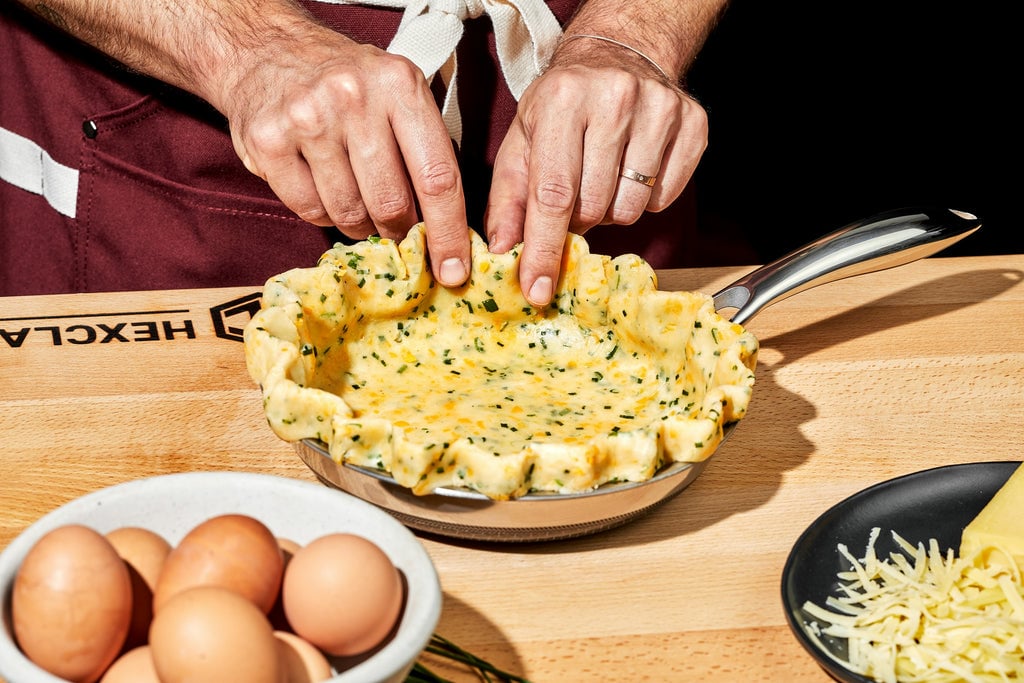 Construction of a Quiche in an 8" HexClad Frying Pan