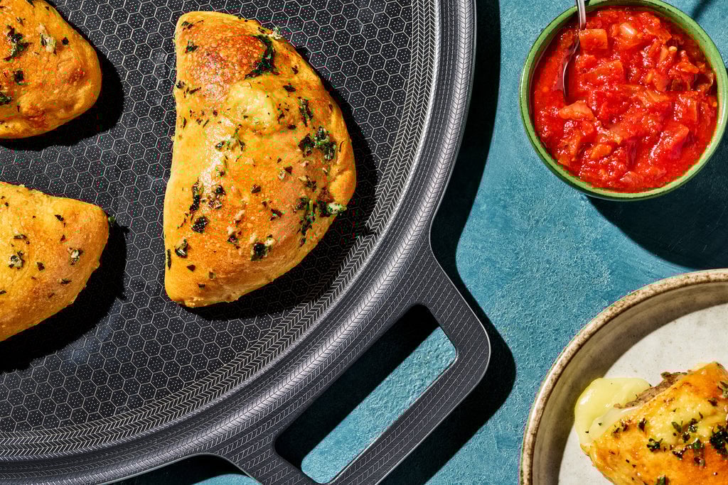 Meatball Calzone on Pizza Steel