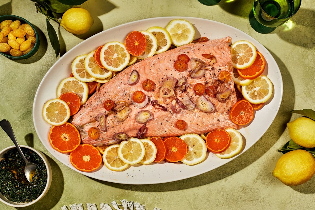 Citrus Roasted Salmon with Salsa Verde