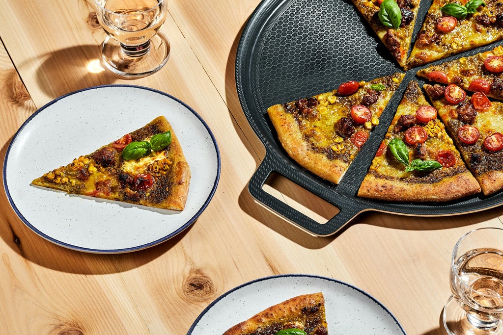Grilled Corn, Tomato, & Italian Sausage Pizza on Pizza Steel