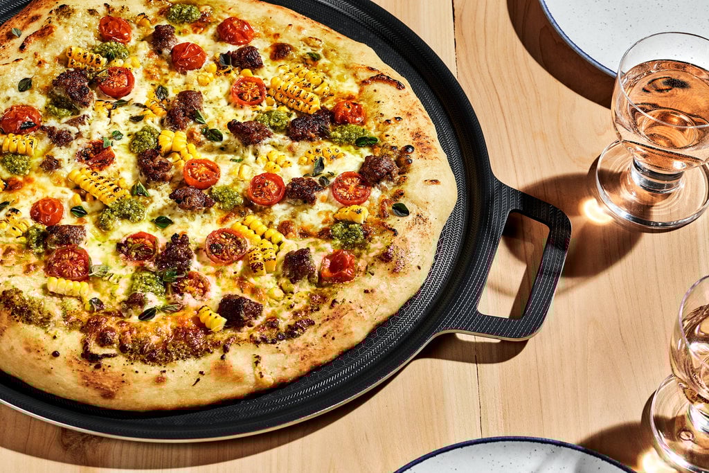 Grilled Corn, Tomato, &amp; Italian Sausage Pizza