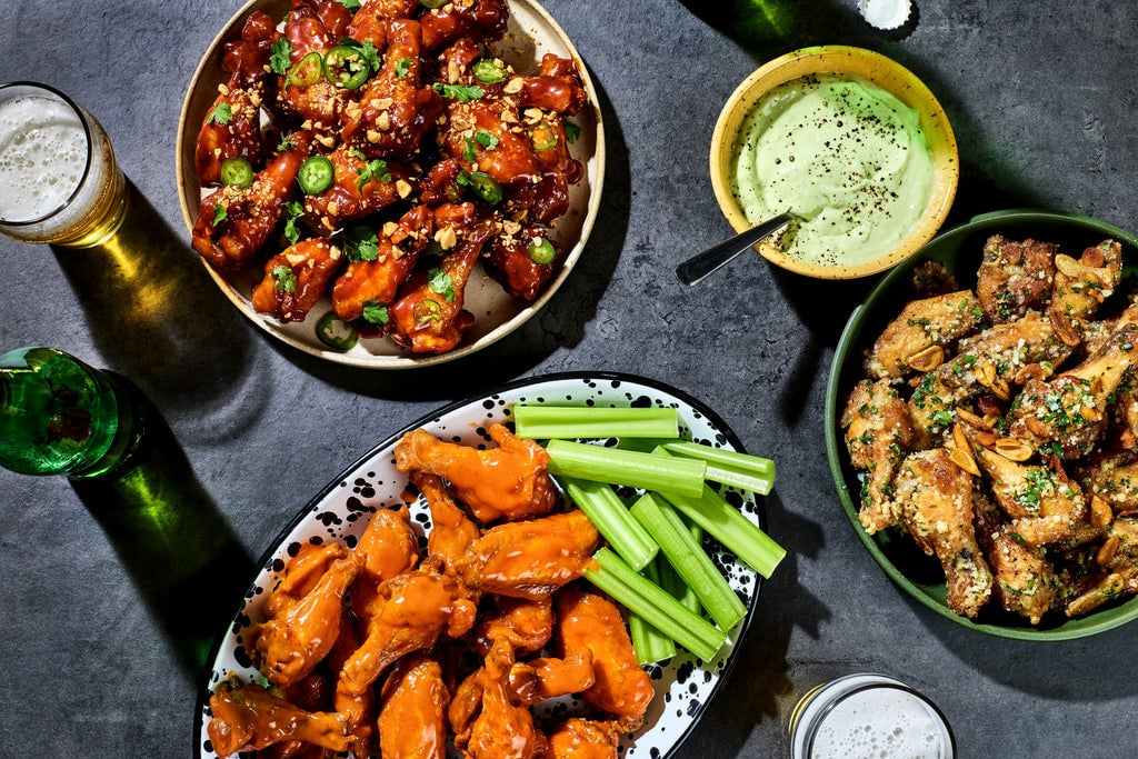 Wing Trio - Buffalo Wings, Sticky Asian Wings, Zesty Garlic-Parm Wings